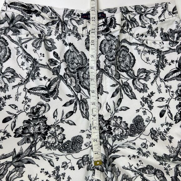 Bill Blass White & Black Floral Toile Print Cotton Denim Capri Pants 16 Petite - Picture 4 of 8